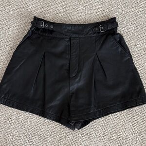 Joie Black High Waist Leather Shorts